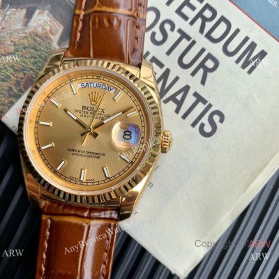 TRF V3 Swiss Rolex Day-Date 36 Yellow Gold Champagne Dial Watch 2836-2 Movement